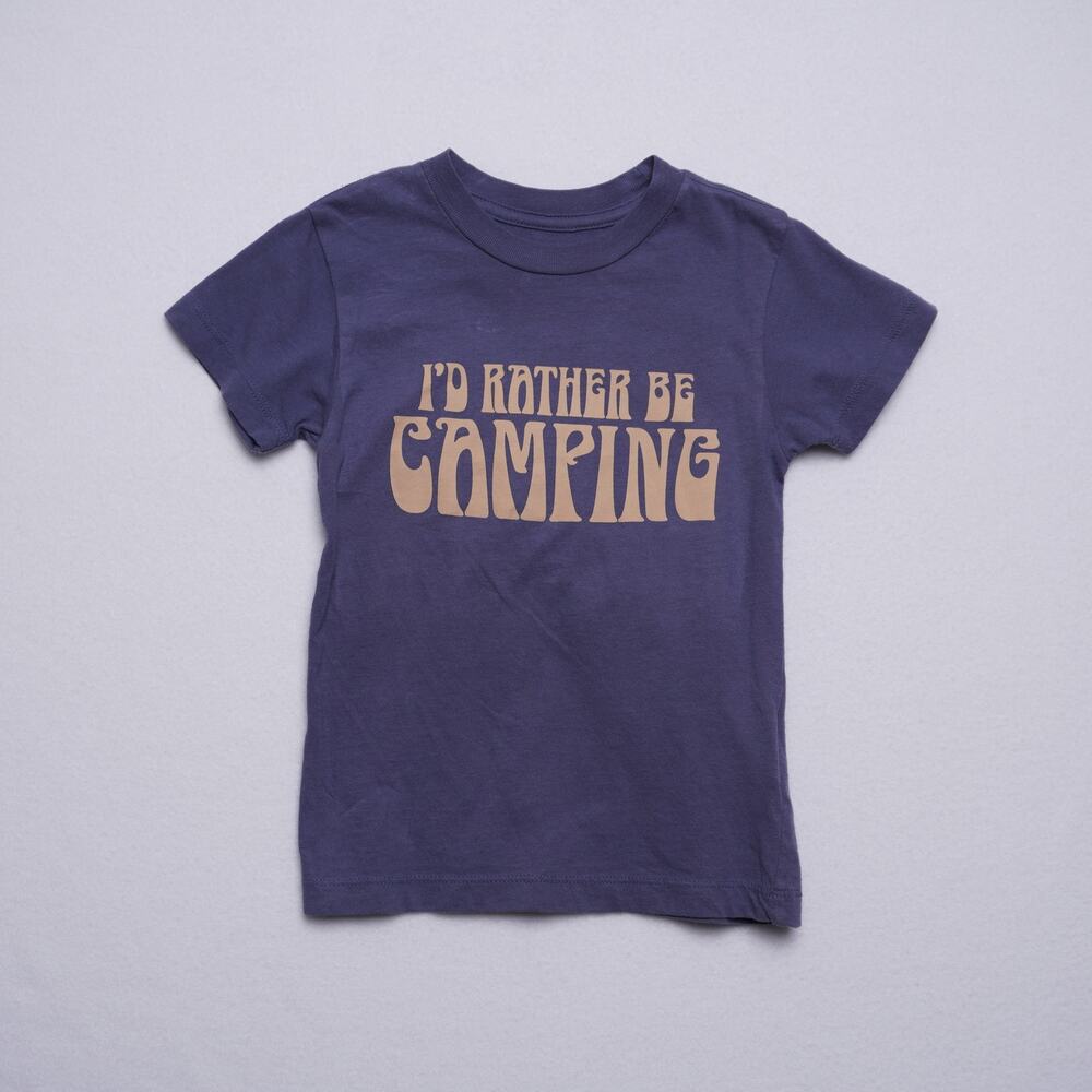 Toddlers Tiny Whales "I'd Rather Be Camping" Blue T-shirt Size 2T